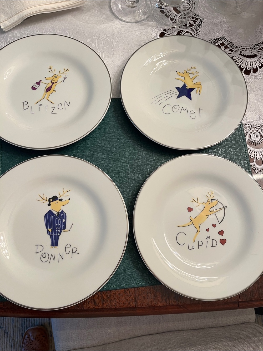 Pottery Barn Christmas White Salad/Dessert Plates Set of 4
